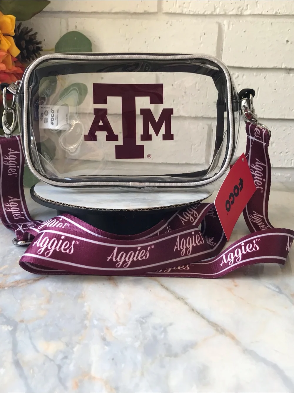 Texas A&M Clear Crossbody Bag with Maroon Aggies Strap NWT